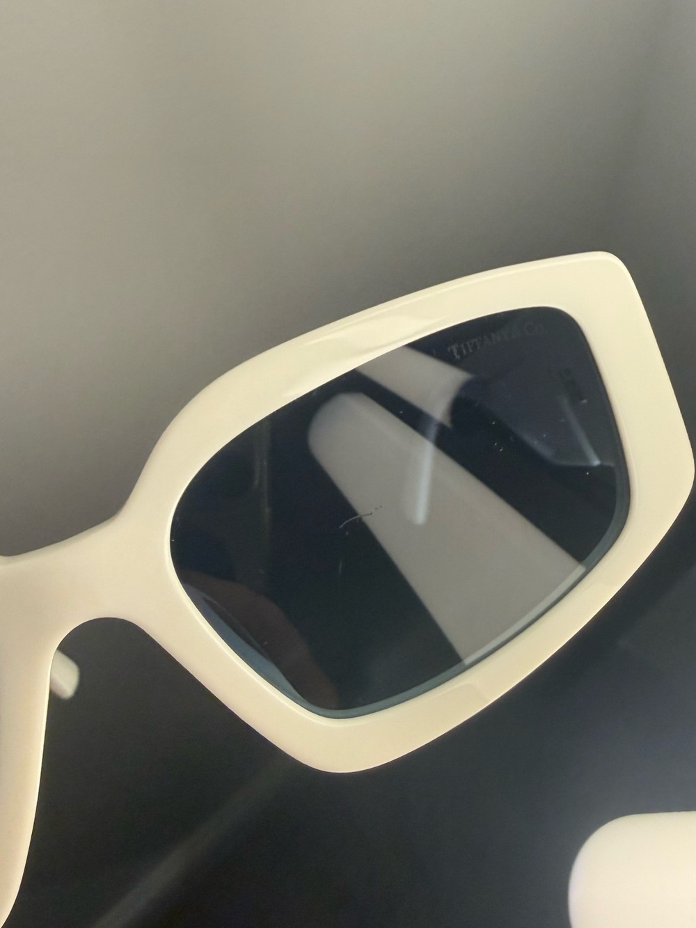 Tiffany & Co. White Frame Sunglasses with Blue Gradient Lenses - Picture 4 of 6
